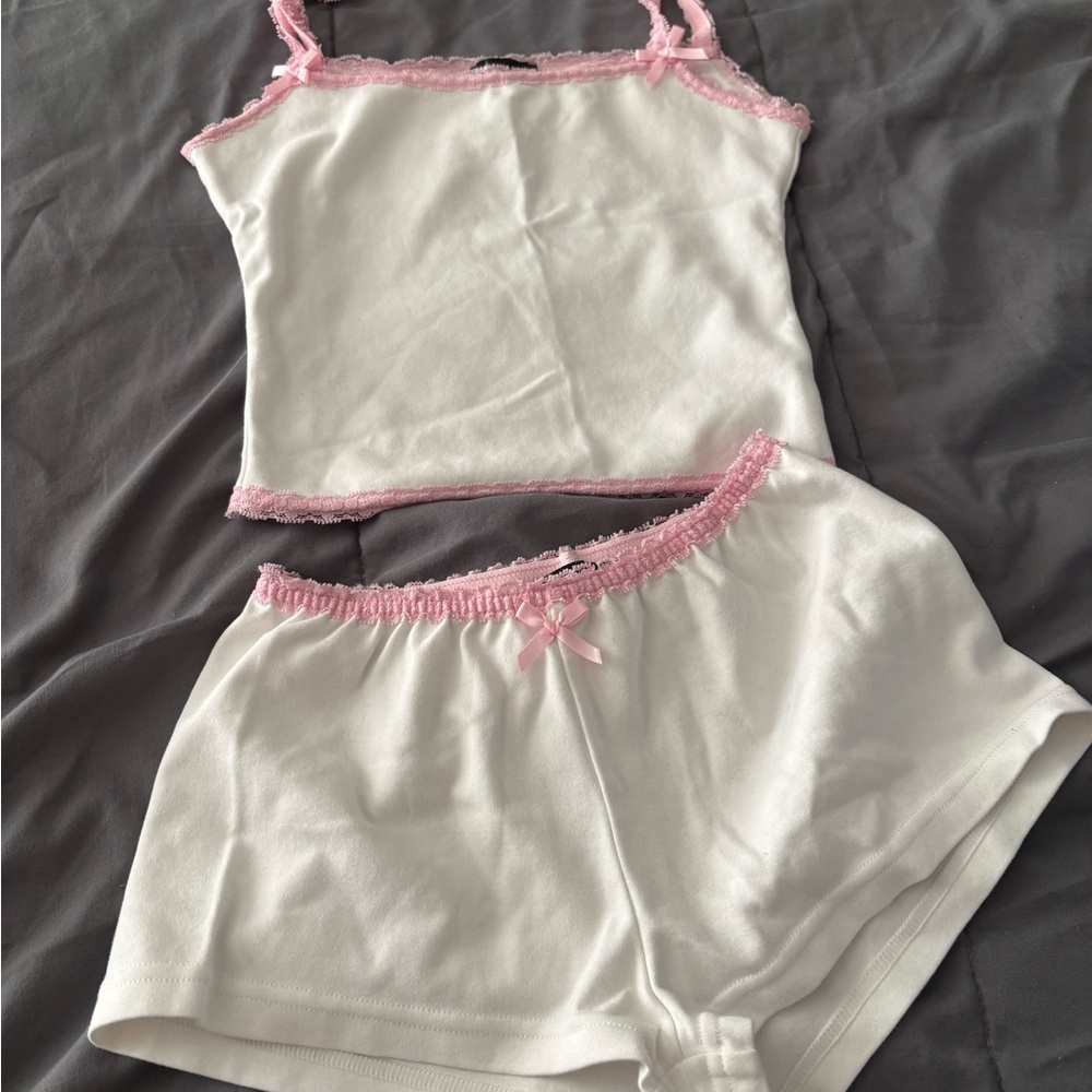 White and Pink Sleepwear Set